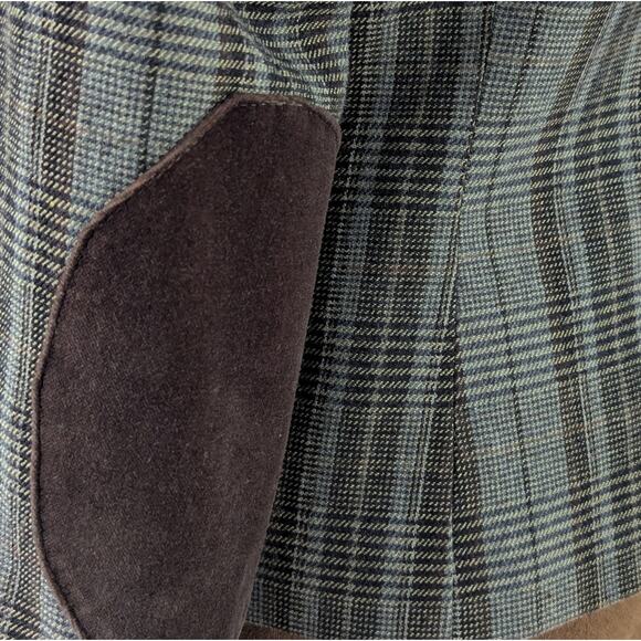 BCBG Max Azria Wool Houndstooth Academic Blazer Jacket Elbow Patches, Wmns S - Picture 3 of 7